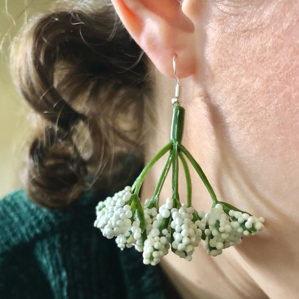 Baby’s Breath White Flower Dangle Earrings